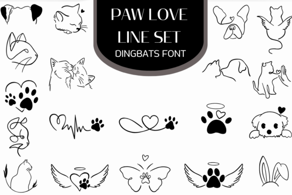 Paw Love Line Set: A Unique Font for Pet Lovers